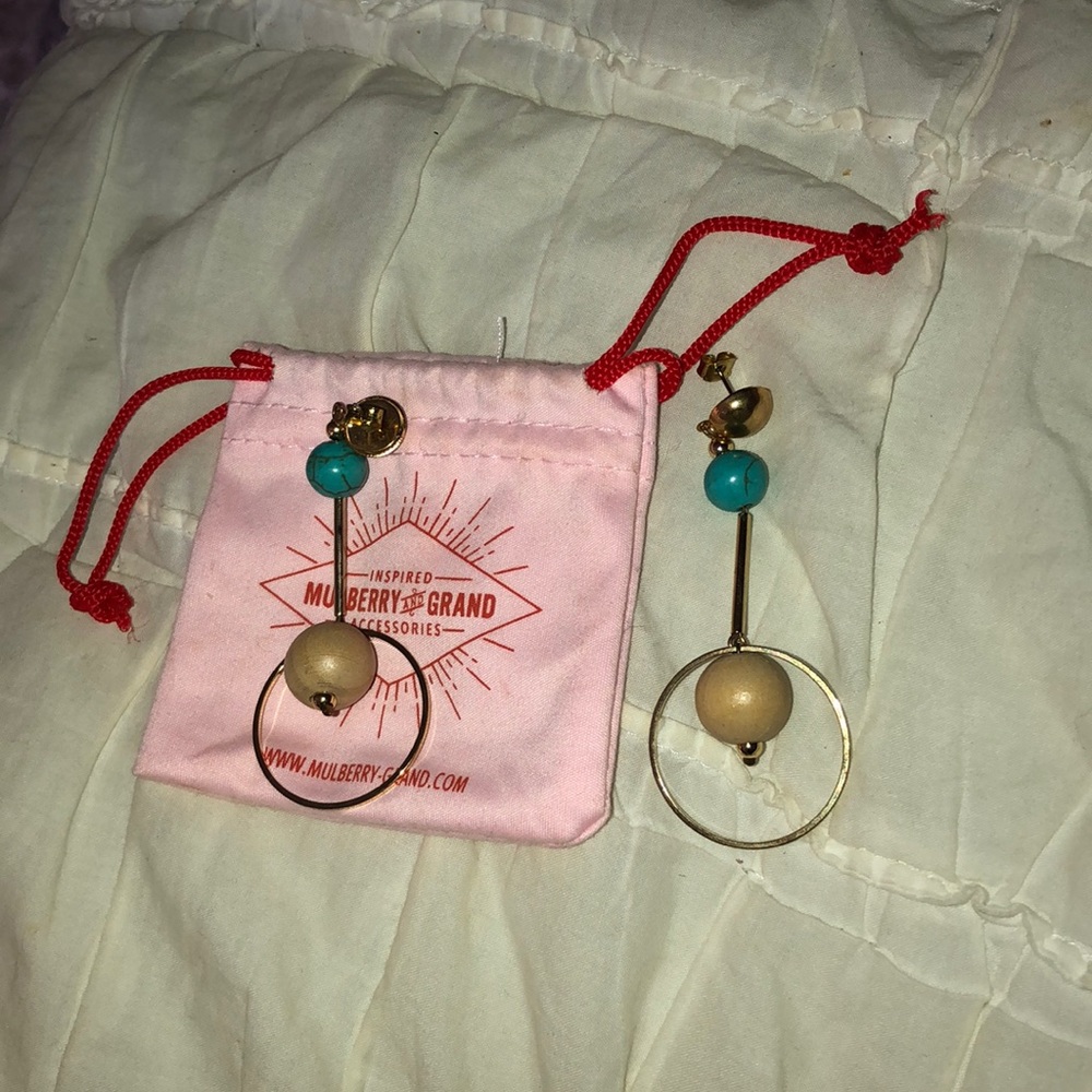 Turquoise and Gold Dangle Earrings